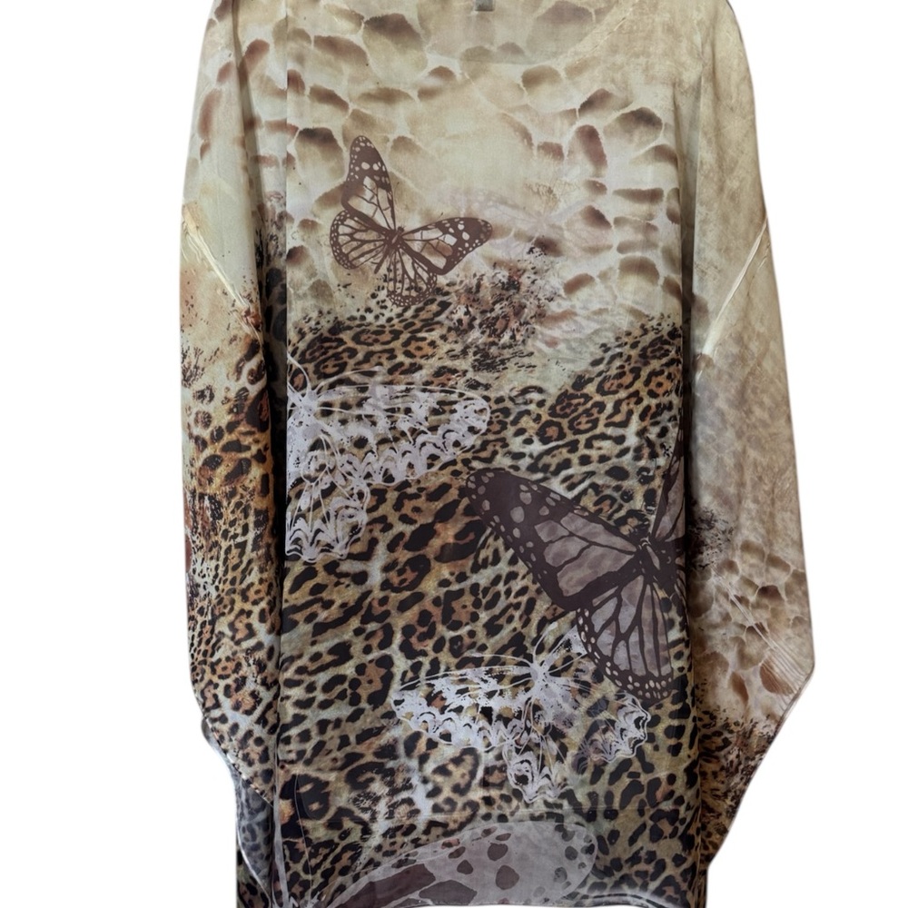 GORGEOUS Leopard/Butterfly Print Women's Top 2X #U - Picture 4 of 4